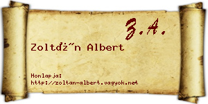 Zoltán Albert névjegykártya